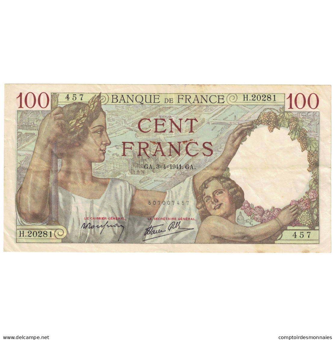 France, 100 Francs, Sully, 1941, H.20281, TTB, Fayette:26.49, KM:94 - 100 F 1939-1942 ''Sully''