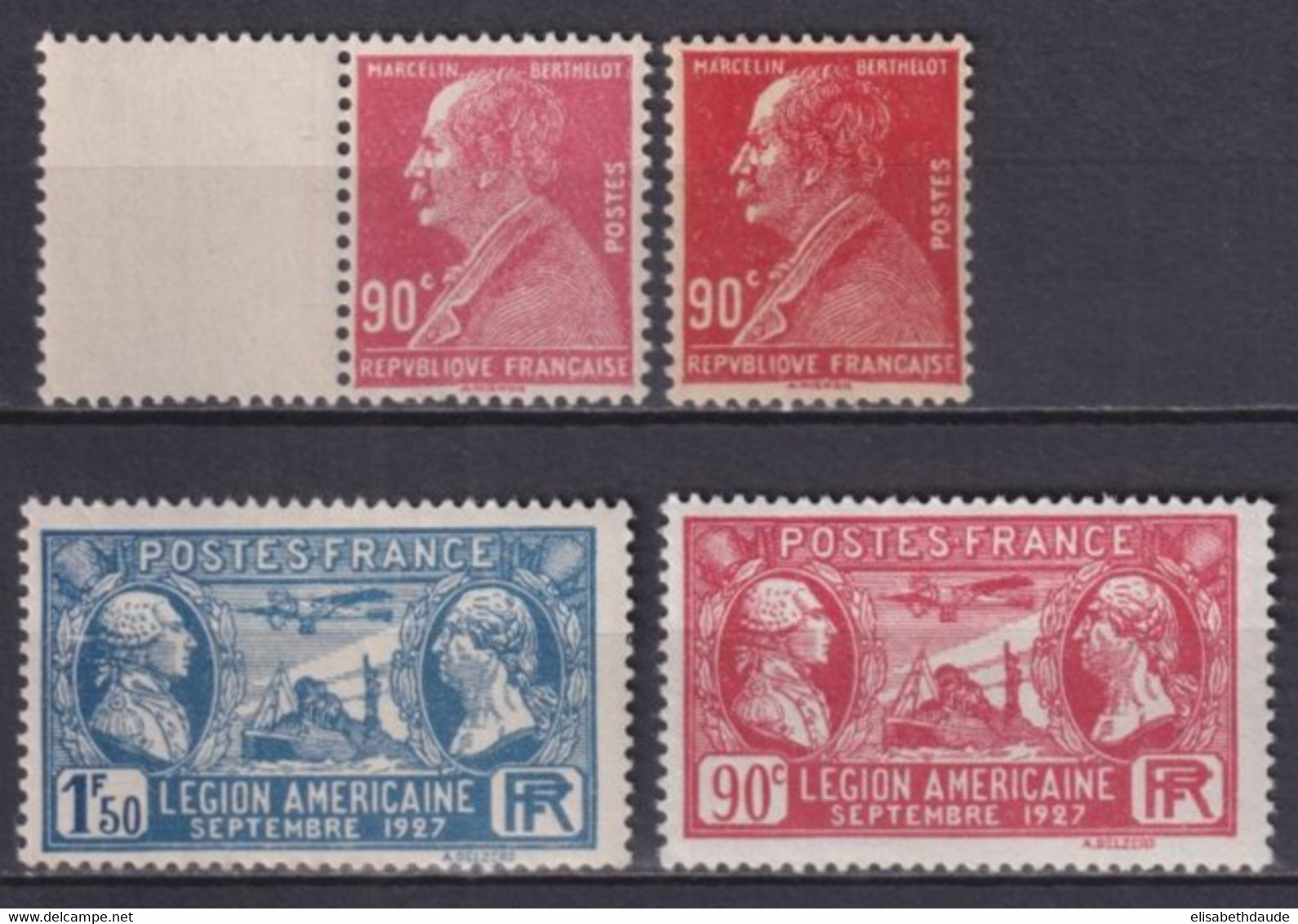 1927 - YVERT N° 243 X 2 TEINTES ! + 244/245 ** MNH (TRACE TRES LEGERE * MLH SUR LE 245) - BERTHELOT + LEGION AMERICAINE - Neufs