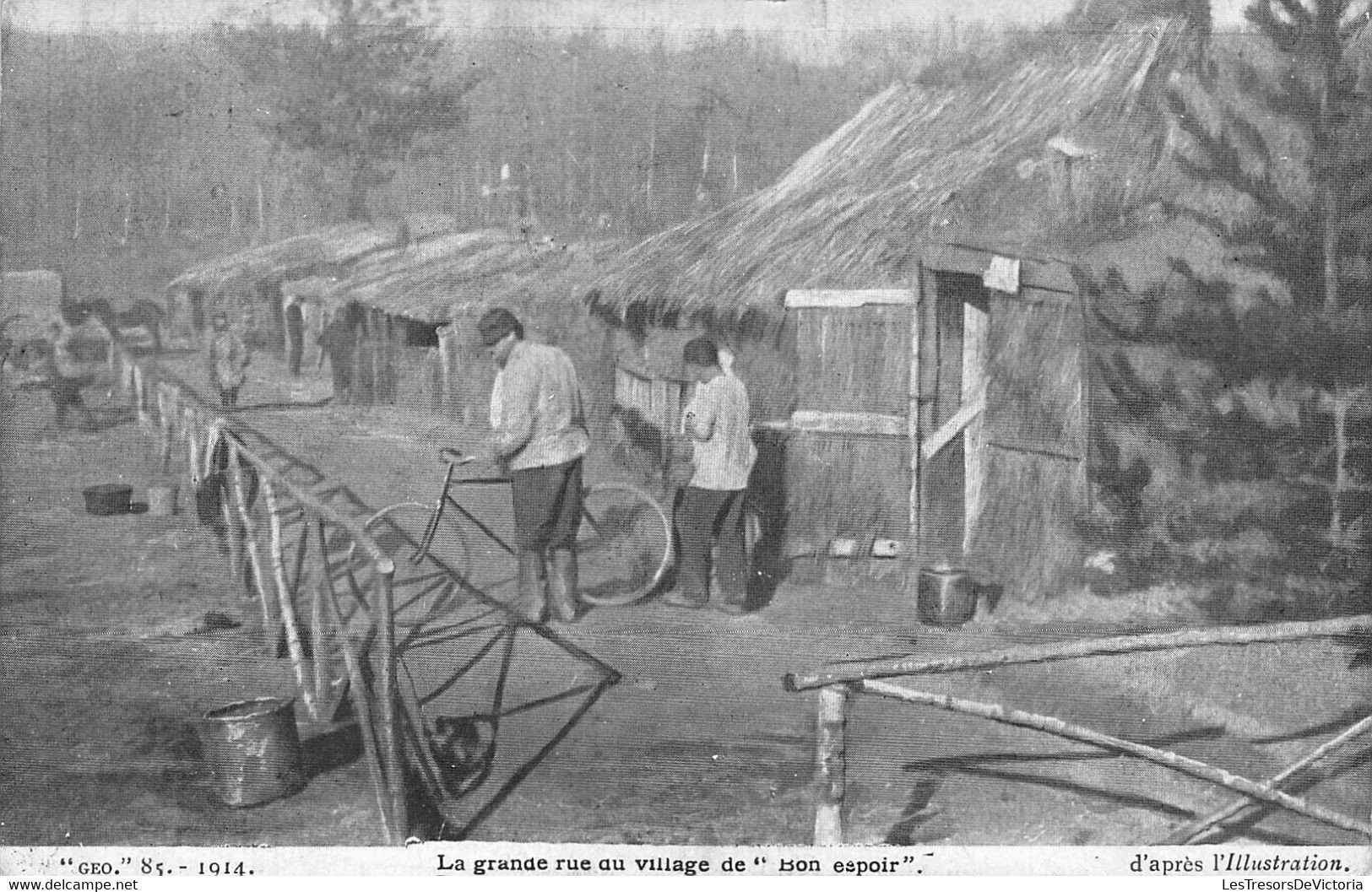 CPA France - La Grande Rue Du Village De Bon Espoir D'après Illustration - Oblitérée 1915 - Vélo - Militaire - Guerre 1914-18