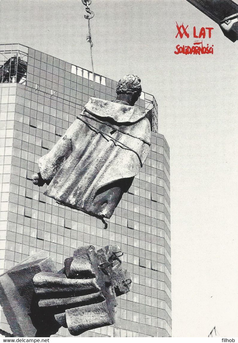 Poland SOLIDARITY (3117): XX Y. Card F. Dzerzhinsky - Dismantling Of The Monument - Viñetas Solidarnosc