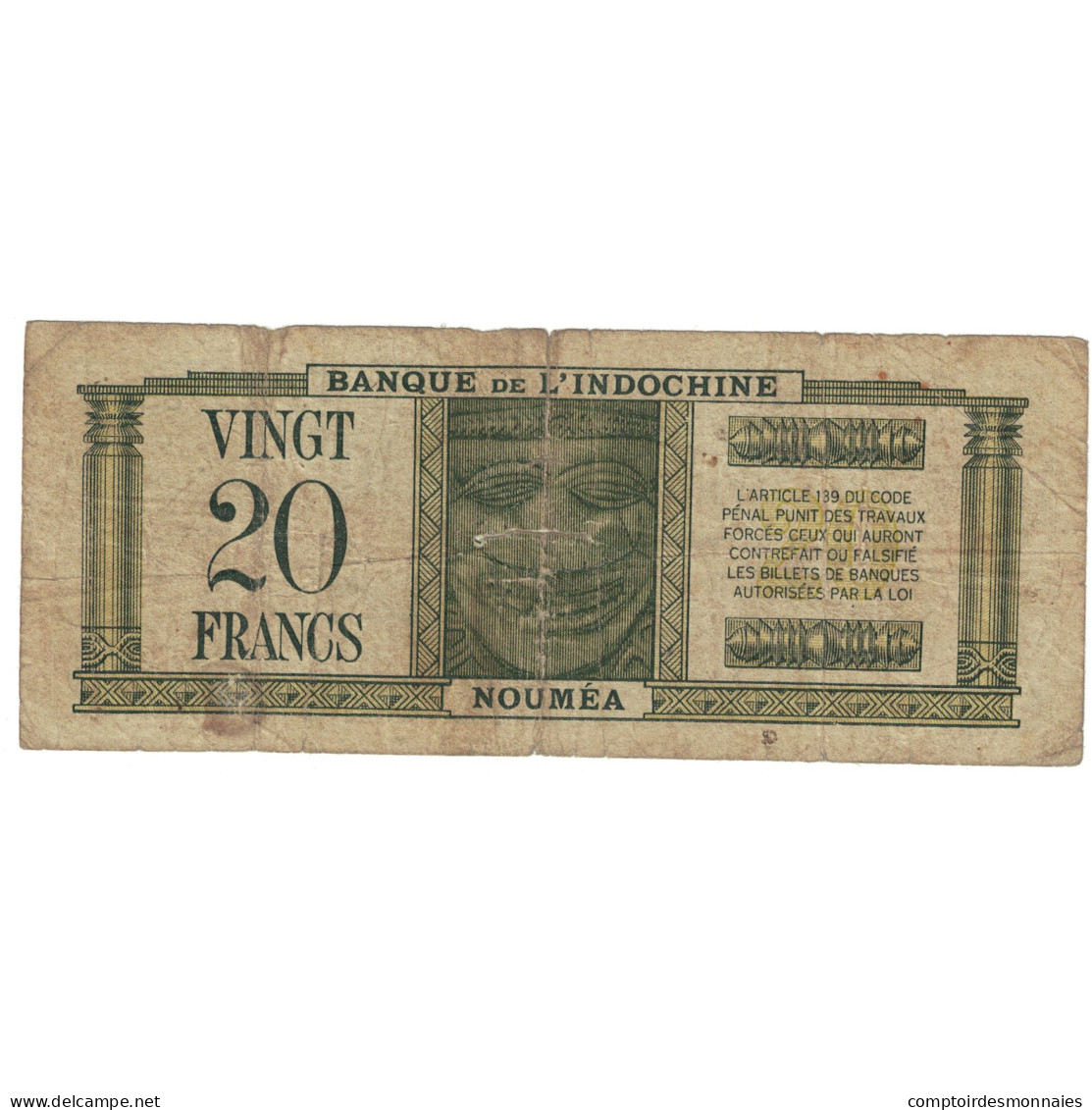 Billet, Condominium Des Nouvelles-Hébrides, 20 Francs, Undated (1945), Undated - Nouméa (New Caledonia 1873-1985)