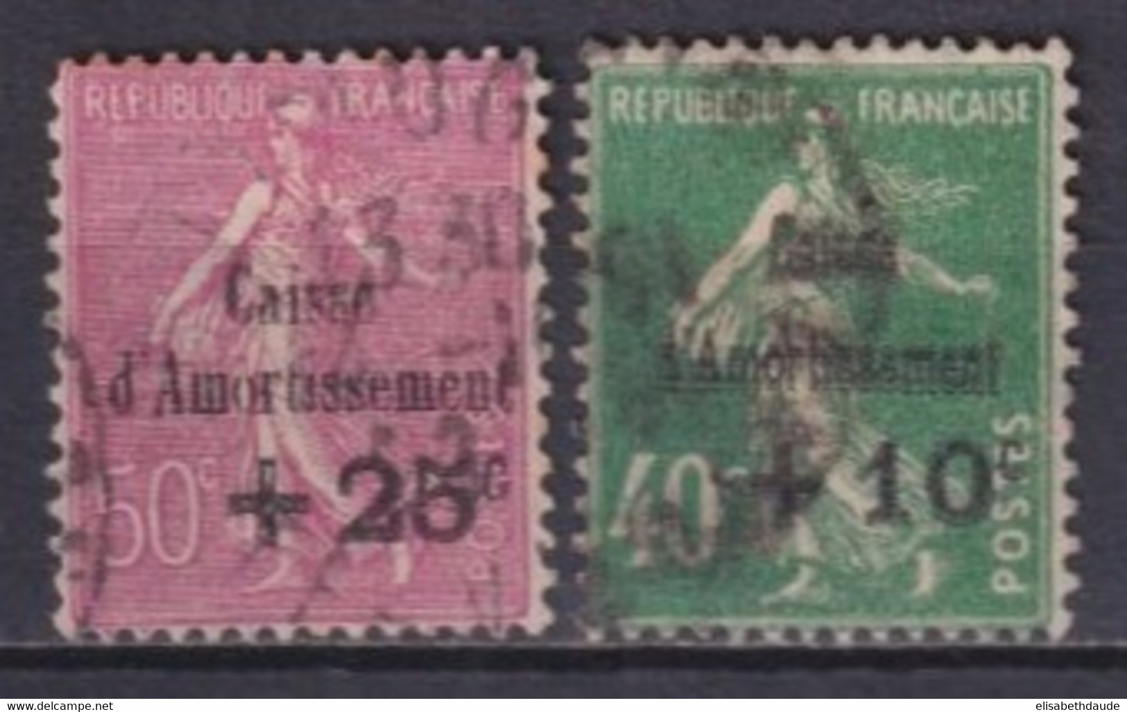 1929 - YVERT N° 253/254 OBLITERES - COTE = 47 EUR. - SEMEUSE CAISSE AMORTISSEMENT - 1927-31 Cassa Di Ammortamento