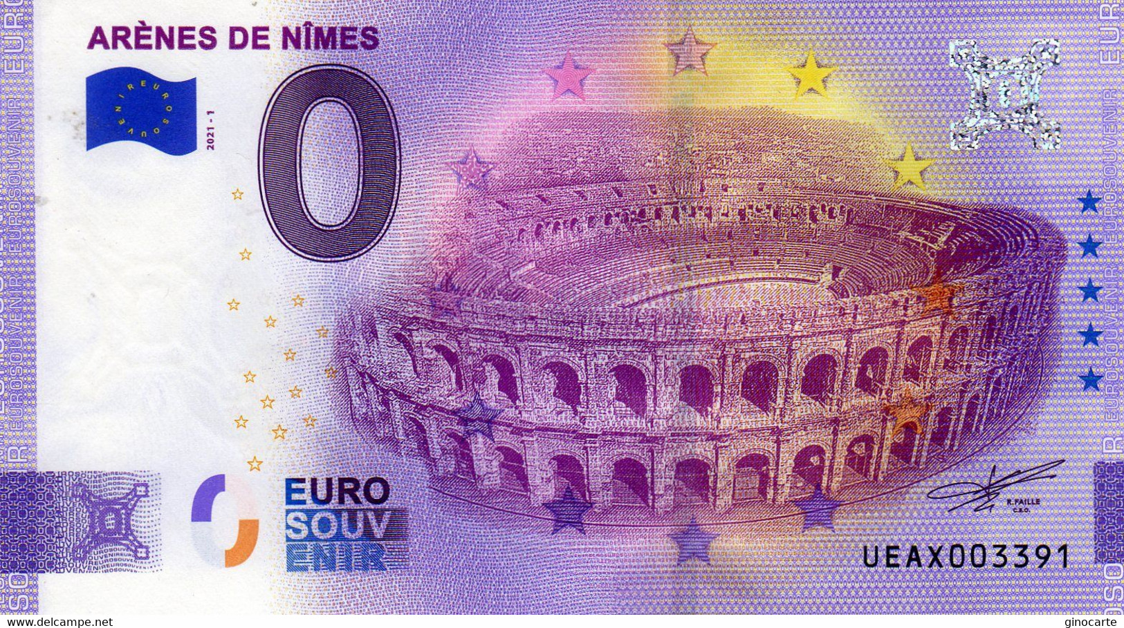 Billet Touristique Souvenir Monnaie De Paris MDP Euro Nimes Arenes - Autres & Non Classés