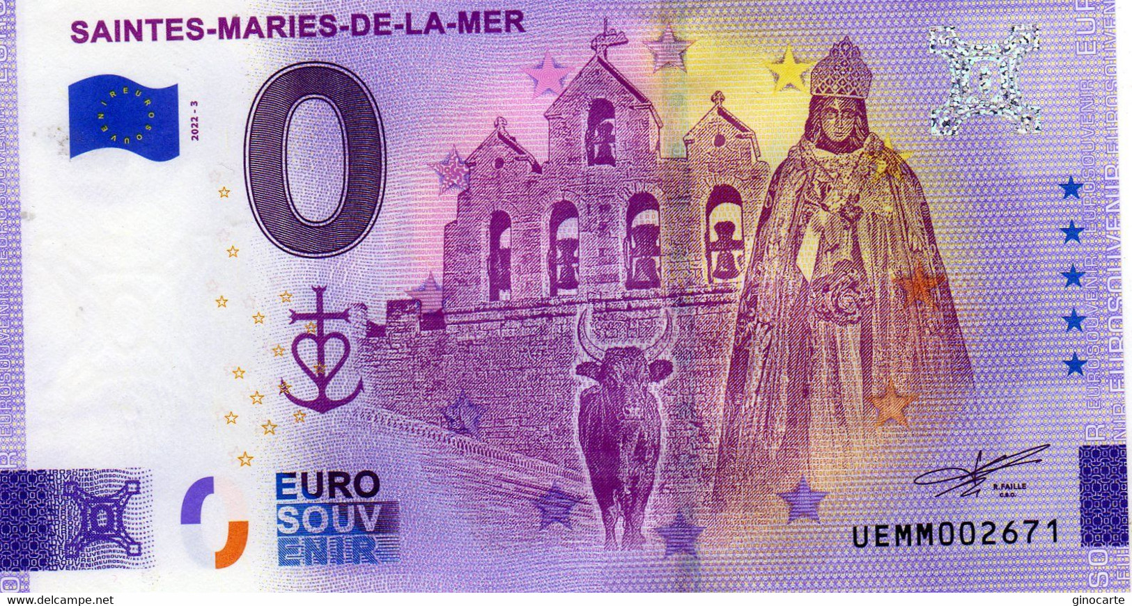 Billet Touristique Souvenir Monnaie De Paris MDP Euro Les Saintes Maries De La Mer - Otros & Sin Clasificación