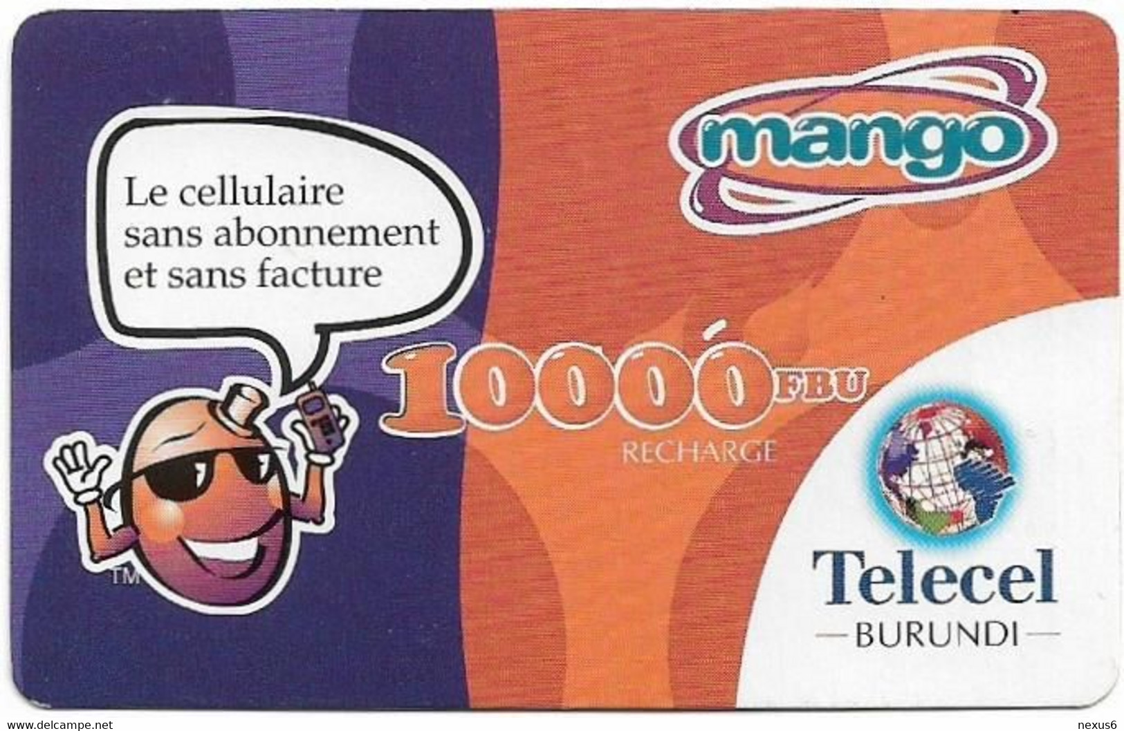 Burundi - Telecel Burundi - Mango, Le Cellulaire, Exp. 01.07.2002, GSM Refill 10.000FBu, Used - Burundi