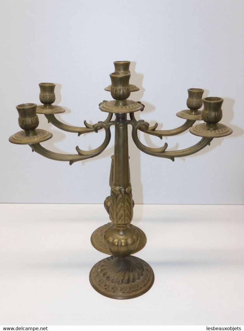 *JOLIE PAIRE DE BOUGEOIRS CANDELABRES à 3 FEUX en BRONZE made in ITALY Bougie  E