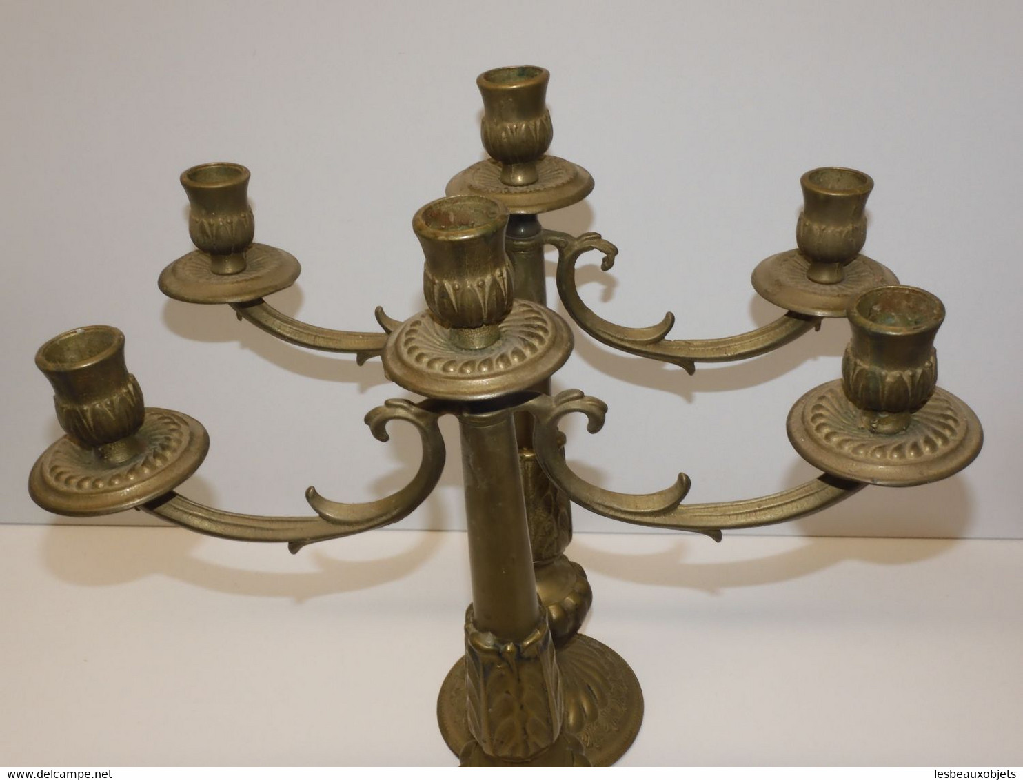 *JOLIE PAIRE DE BOUGEOIRS CANDELABRES à 3 FEUX en BRONZE made in ITALY Bougie  E