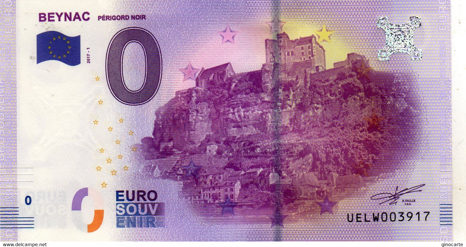 Billet Touristique Souvenir Monnaie De Paris MDP Euro Beynac - Autres & Non Classés