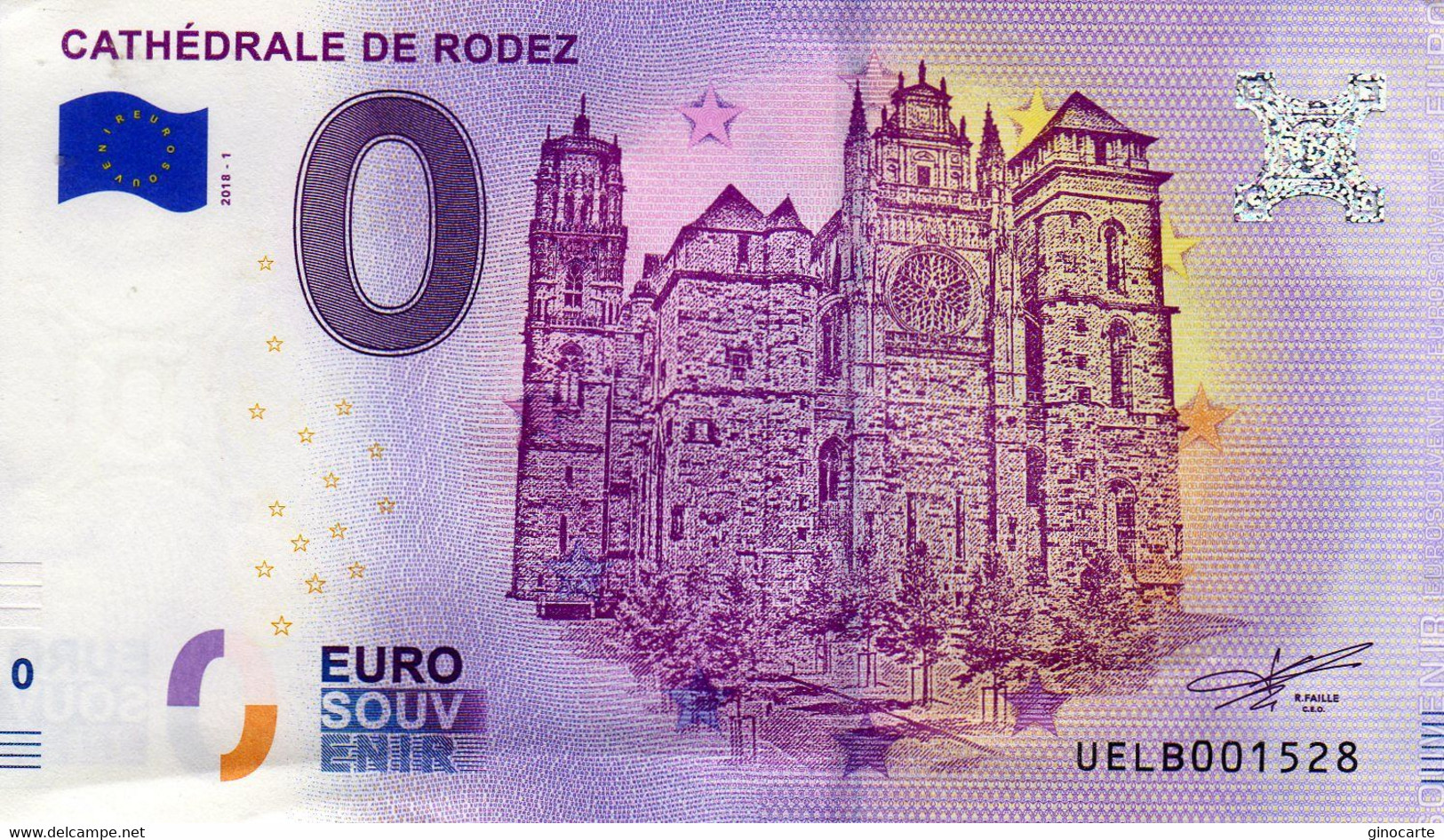 Billet Touristique Souvenir Monnaie De Paris MDP Euro Rodez Cathedrale - Autres & Non Classés