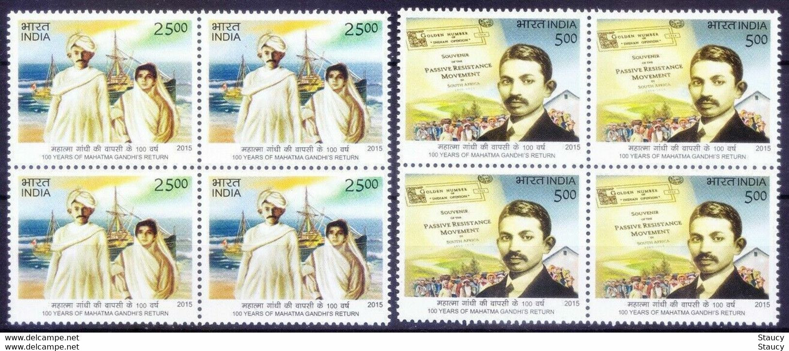 INDIA 2015 Centenary Of Return Mahatma Gandhi South Africa 2v SET In BLOCK Of 4's MNH P.O Fresh & Fine - Other & Unclassified