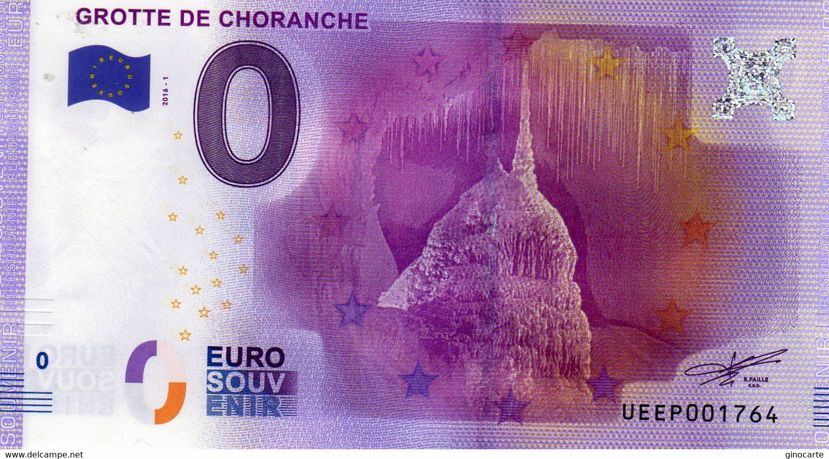 Billet Touristique Souvenir Monnaie De Paris MDP Euro Chorance Grotte - Other & Unclassified