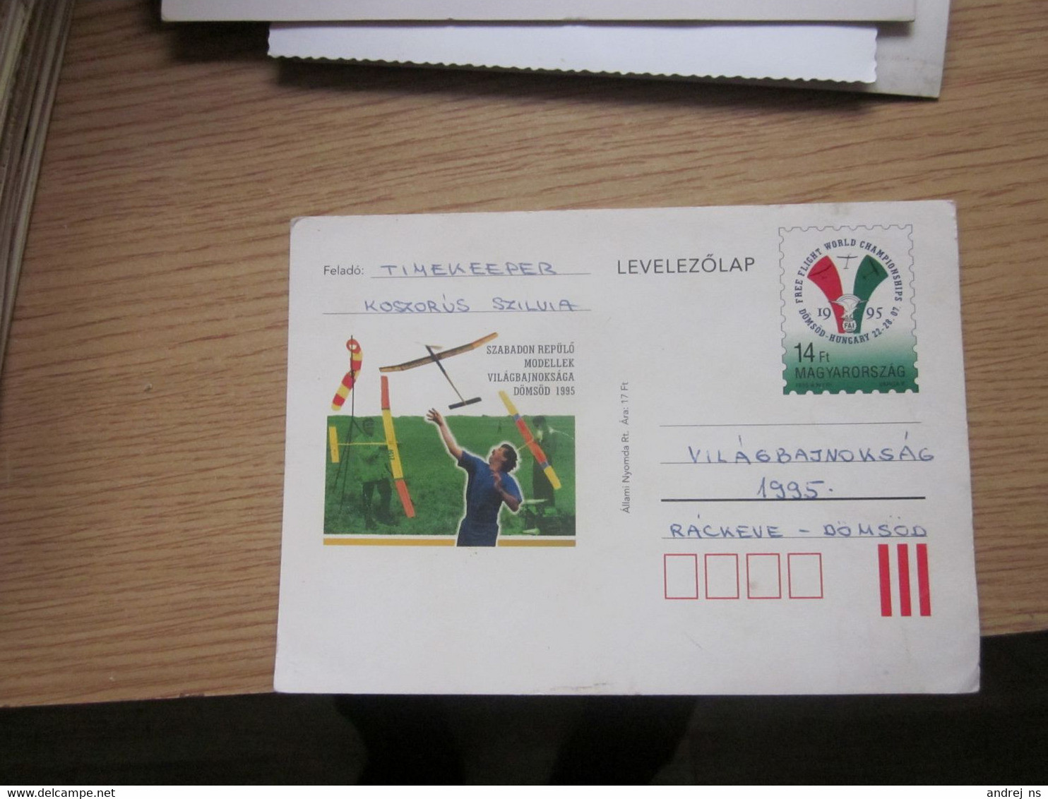 Levelezolap Szabad Repulo Modellek Vilagbajnoksaga Domsod 1995 - Storia Postale