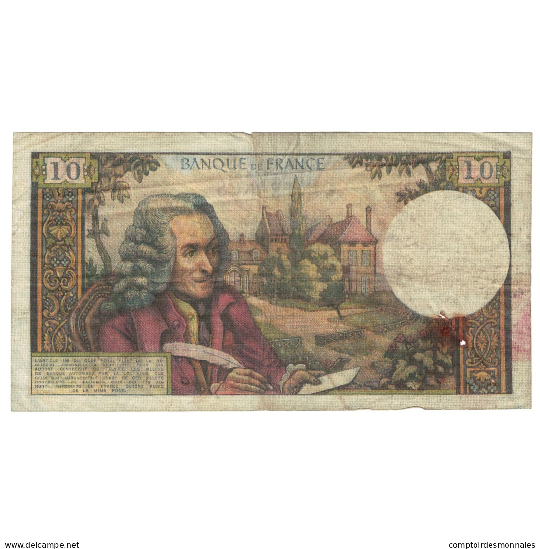 France, 10 Francs, Voltaire, 1966, M.268, B, Fayette:62.23, KM:147b - 10 F 1963-1973 ''Voltaire''