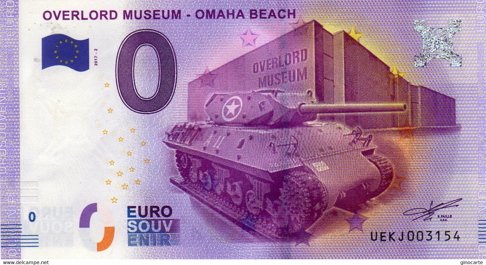 Billet Touristique Souvenir Monnaie De Paris MDP Euro Omaha Beach Overlord Museum - Andere & Zonder Classificatie