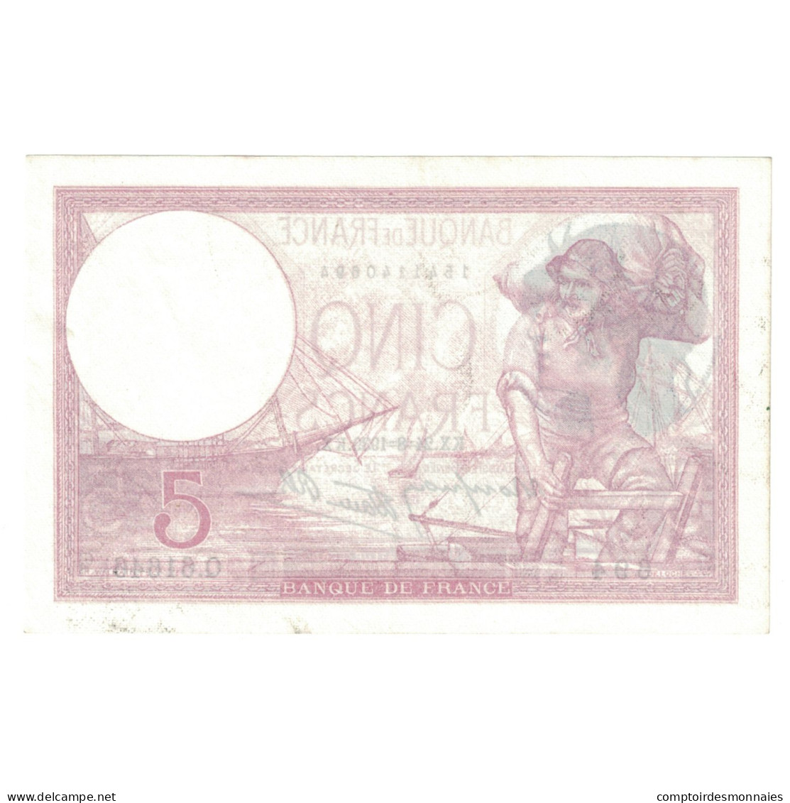 France, 5 Francs, Violet, 1939, Q.61646, SPL+, Fayette:04.07, KM:83 - 5 F 1917-1940 ''Violet''