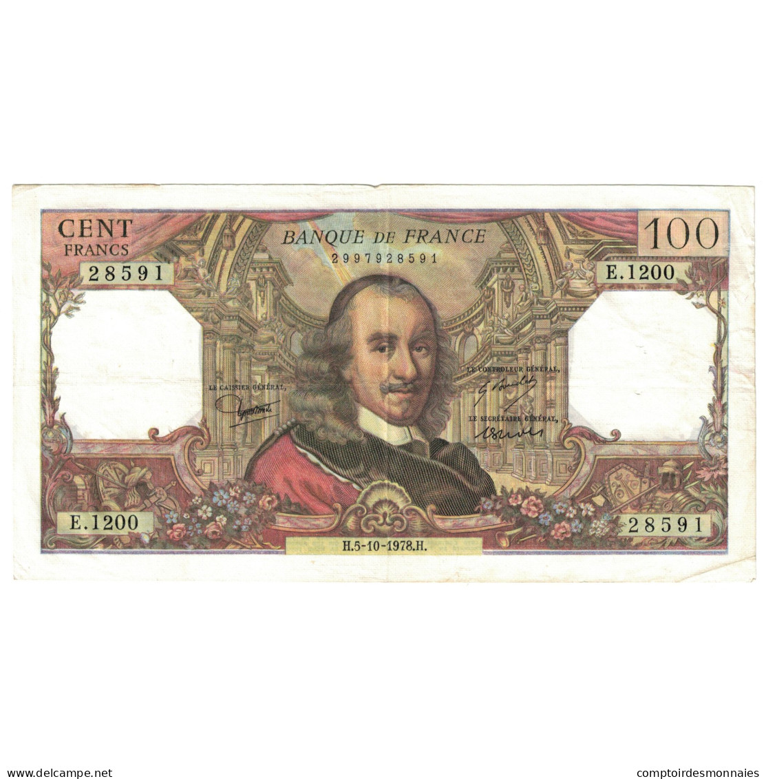 France, 100 Francs, Corneille, 1978, E.1200, TTB, Fayette:65.63, KM:149f - 100 F 1964-1979 ''Corneille''
