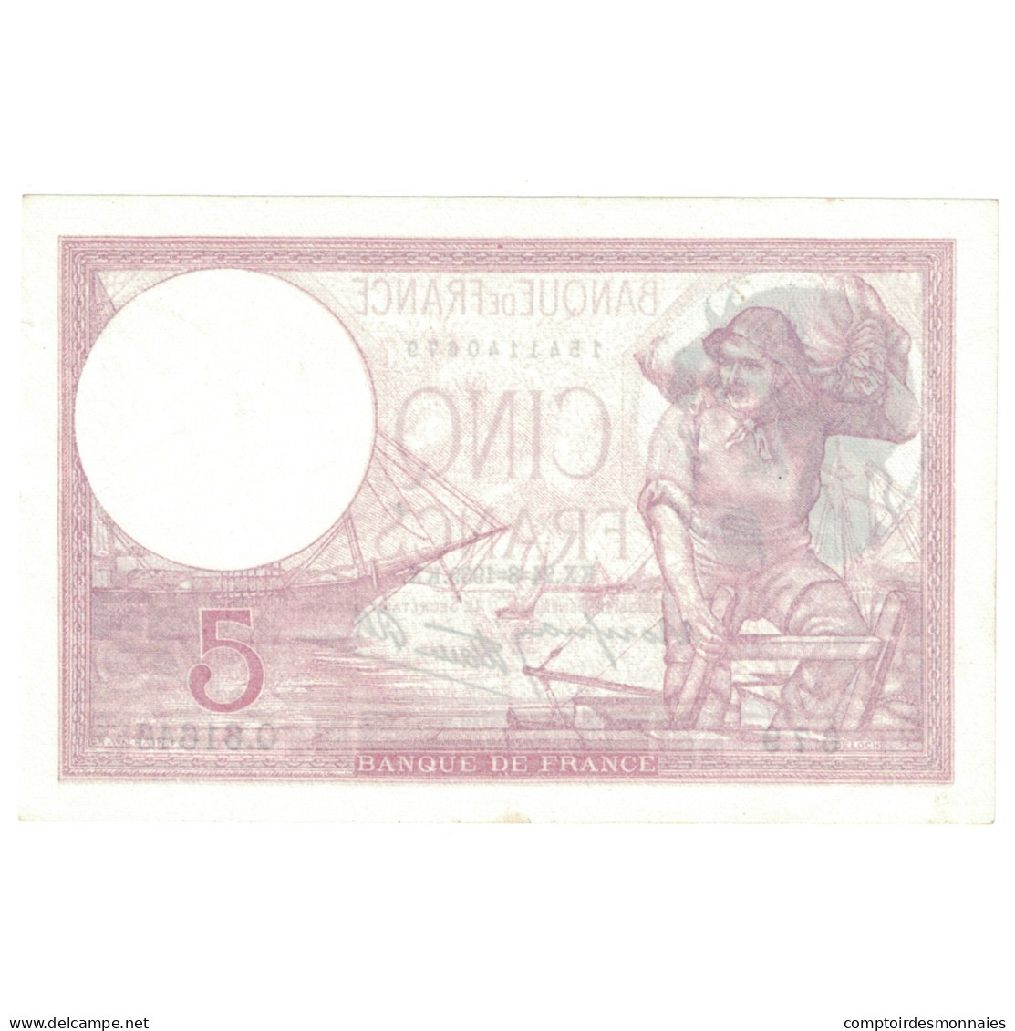 France, 5 Francs, Violet, 1939, Q.61646, SPL, Fayette:04.07, KM:83 - 5 F 1917-1940 ''Violet''