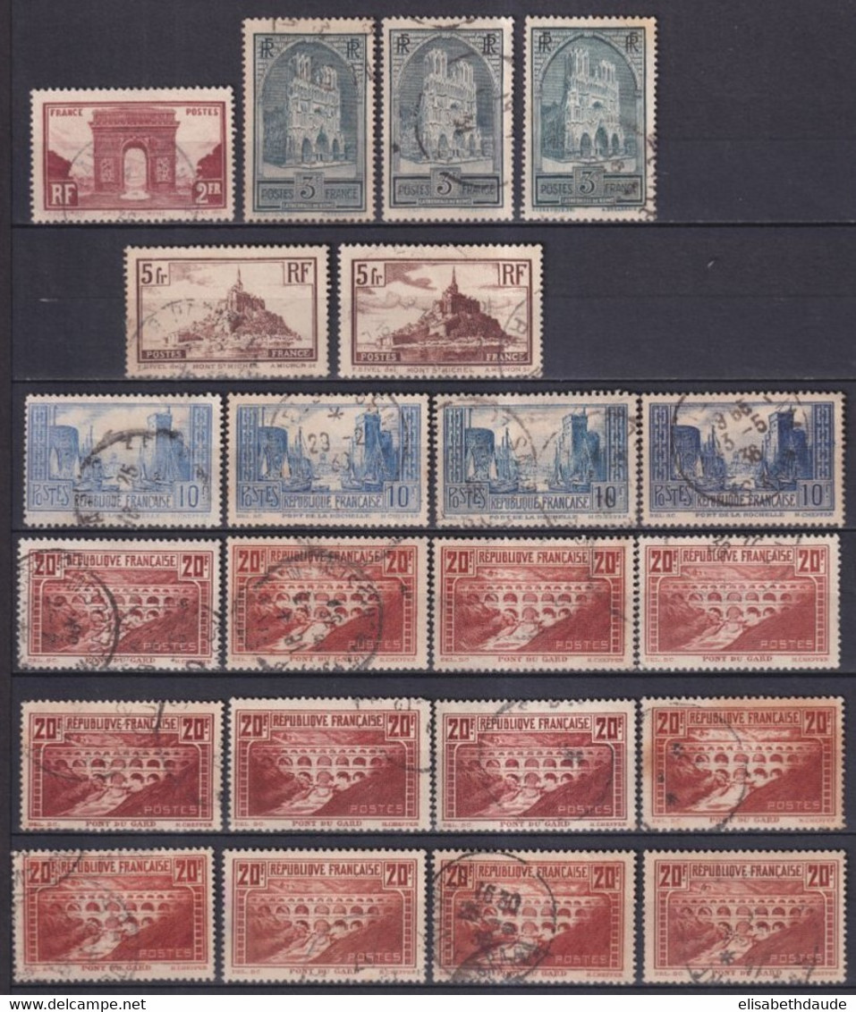 1930 - YVERT N° 258/262 OBLITERES - TOUS LES TYPES (SAUF TIII Du 259) + ETUDE PONT DU GARD !! COTE = ENV. 700 EUR. - - Usati