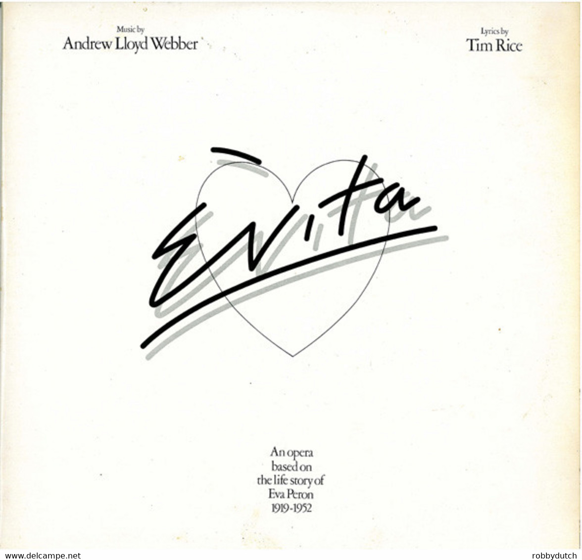 * 2LP *  EVITA - Rock Opera By Andrew Lloyd Webber And Tim Rice (Holland 1976 EX-) - Musicals
