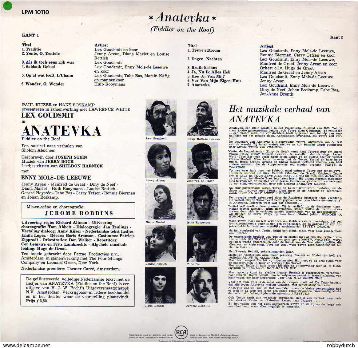 * LP *  ANATEVKA (FIDDLER ON THE ROOF) (Holland 1968 Mono EX!!) - Musicales