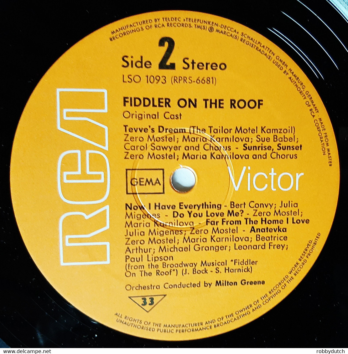 * LP *  FIDDLER ON THE ROOF (ORIGINAL BROADWAY CAST) (Germany 1967 EX!!) - Musicales