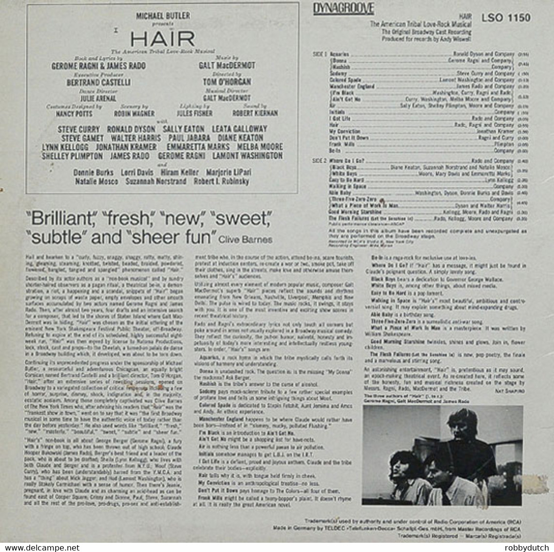 * LP *  HAIR - ORIGINAL BROADWAY CAST RECORDING (Germany 1968) - Musicals