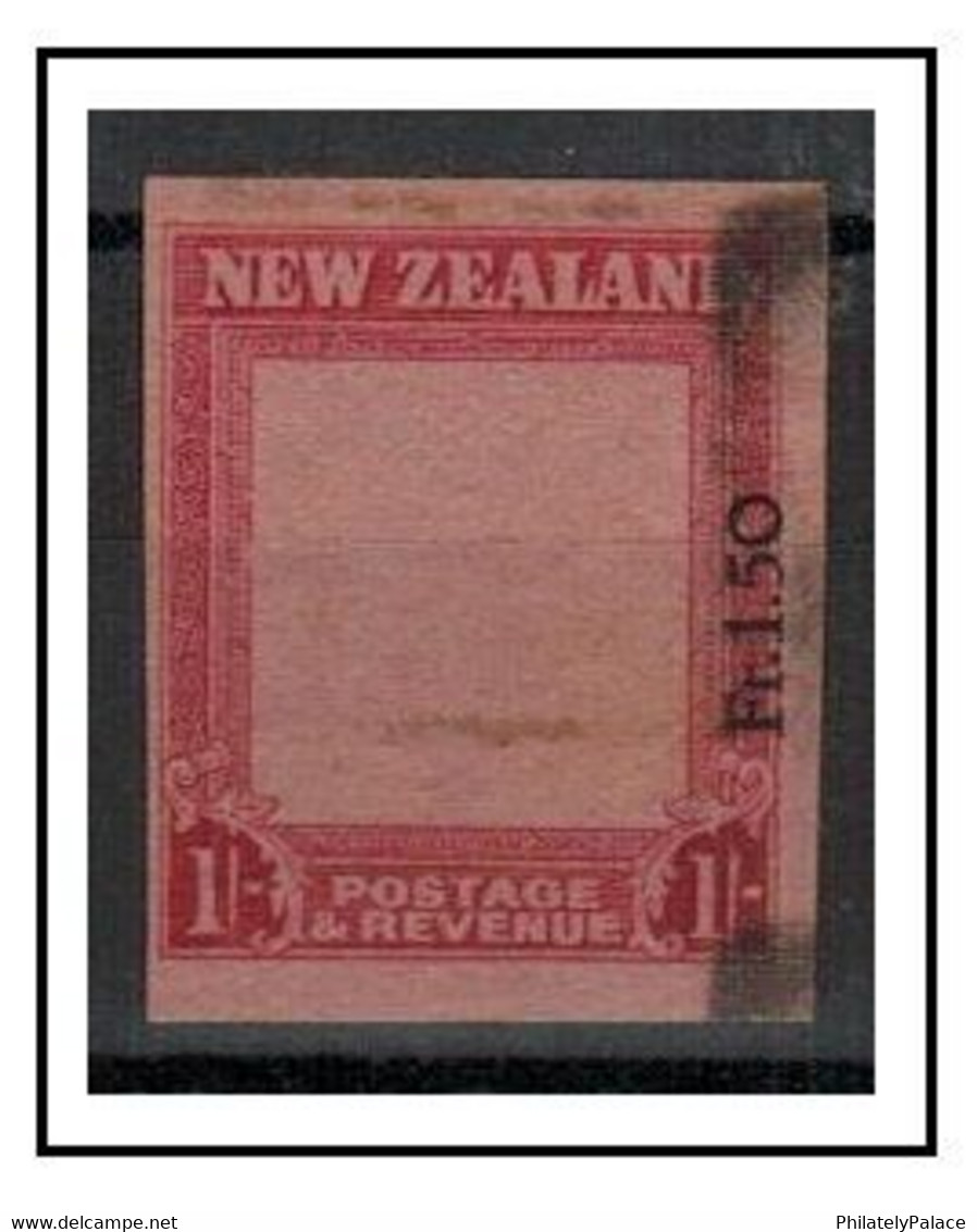 NEW ZEALAND - 1947 1/- IMPERFORATE PLATE PROOF Of Frame And Value Tablet In Red. RARE - Ungebraucht