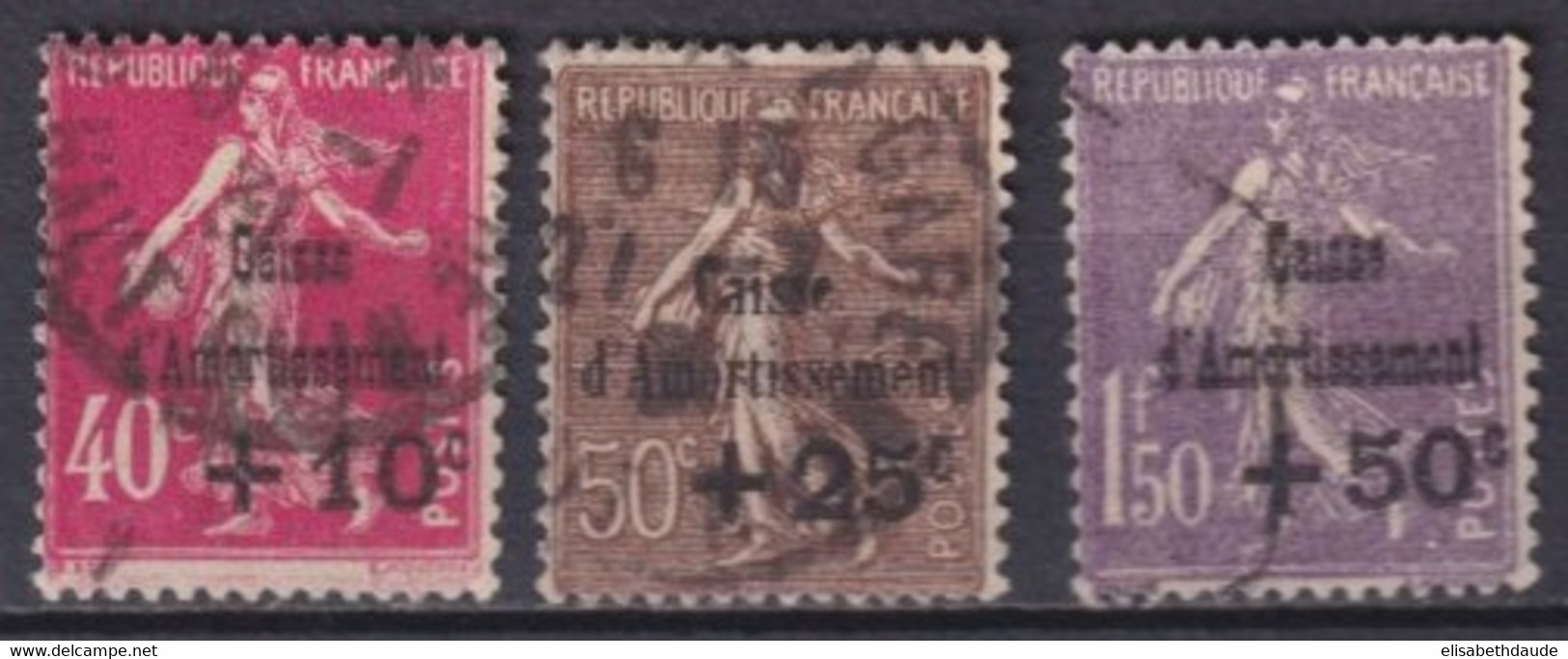 1930 - SERIE COMPLETE YVERT N° 266/268 OBLITERES  - COTE = 145 EUR. - SEMEUSE CAISSE D'AMORTISSEMENT - 1927-31 Caisse D'Amortissement