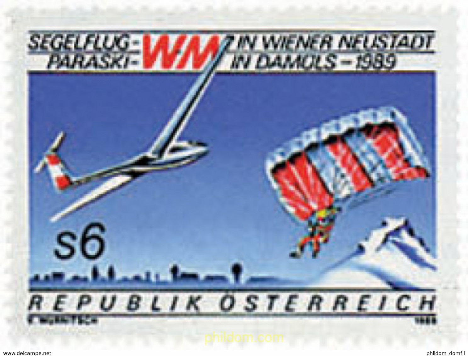 69212 MNH AUSTRIA 1989 CAMPEONATOS DEL MUNDO DE VUELO A VELA Y PARACAIDISMO - Fallschirmspringen