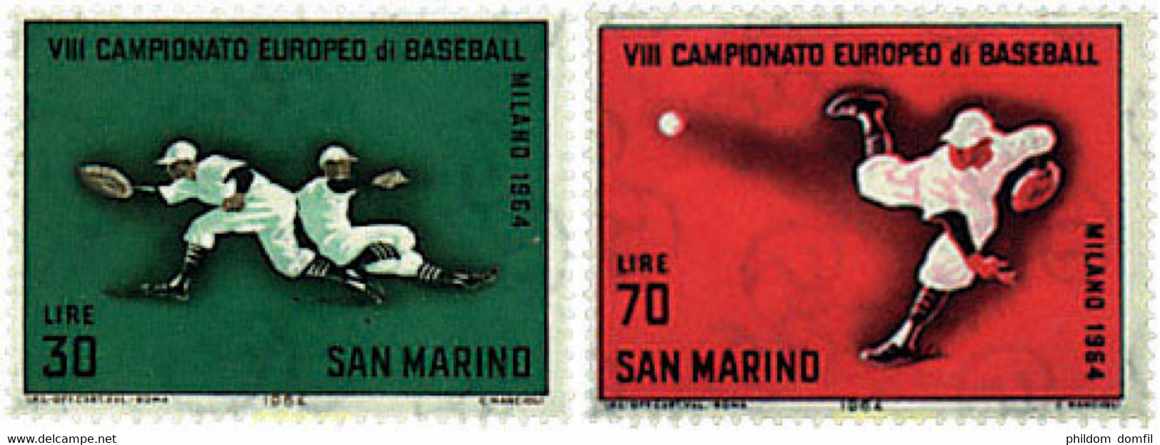 70048 MNH SAN MARINO 1964 8 CAMPEONATOS DE EUROPA DE BEISBOL EN MILAN - Oblitérés