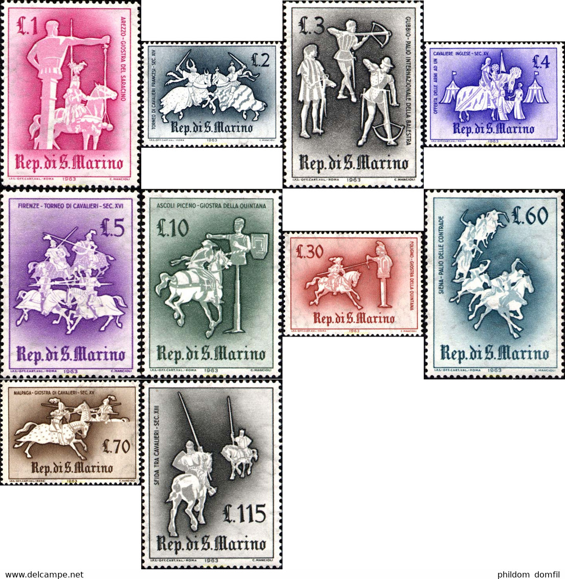 29758 MNH SAN MARINO 1963 LUCHAS Y TORNEOS MEDIVALES - Gebruikt