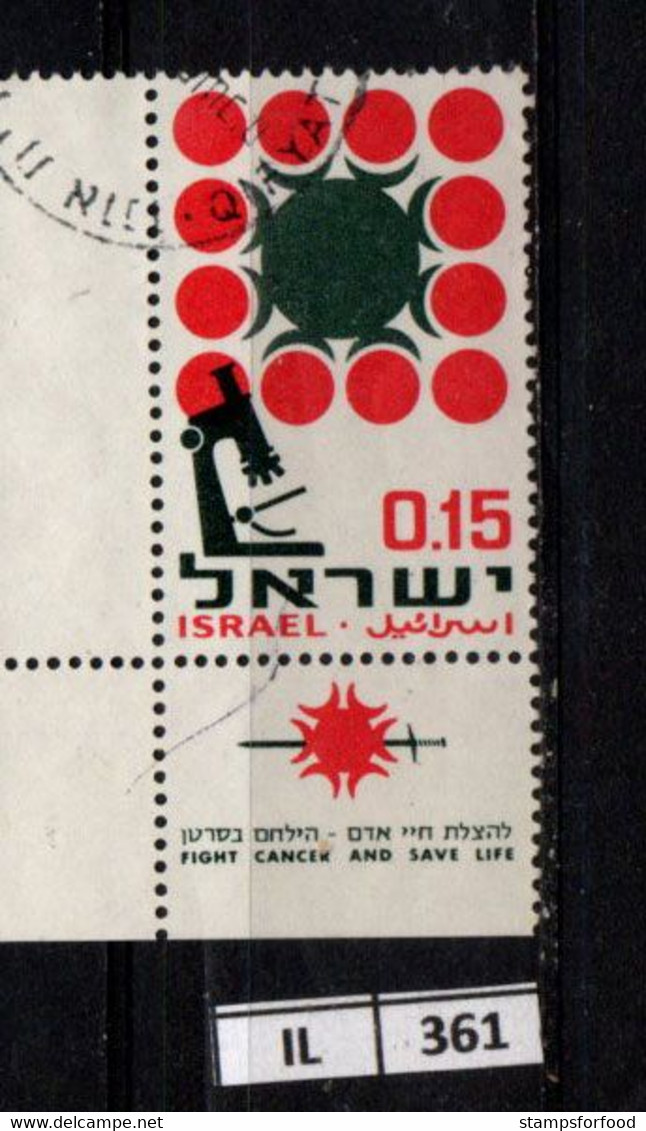 ISRAELE      1966   Ricerca Sul Cancro Usato Con Bandella - Used Stamps (with Tabs)