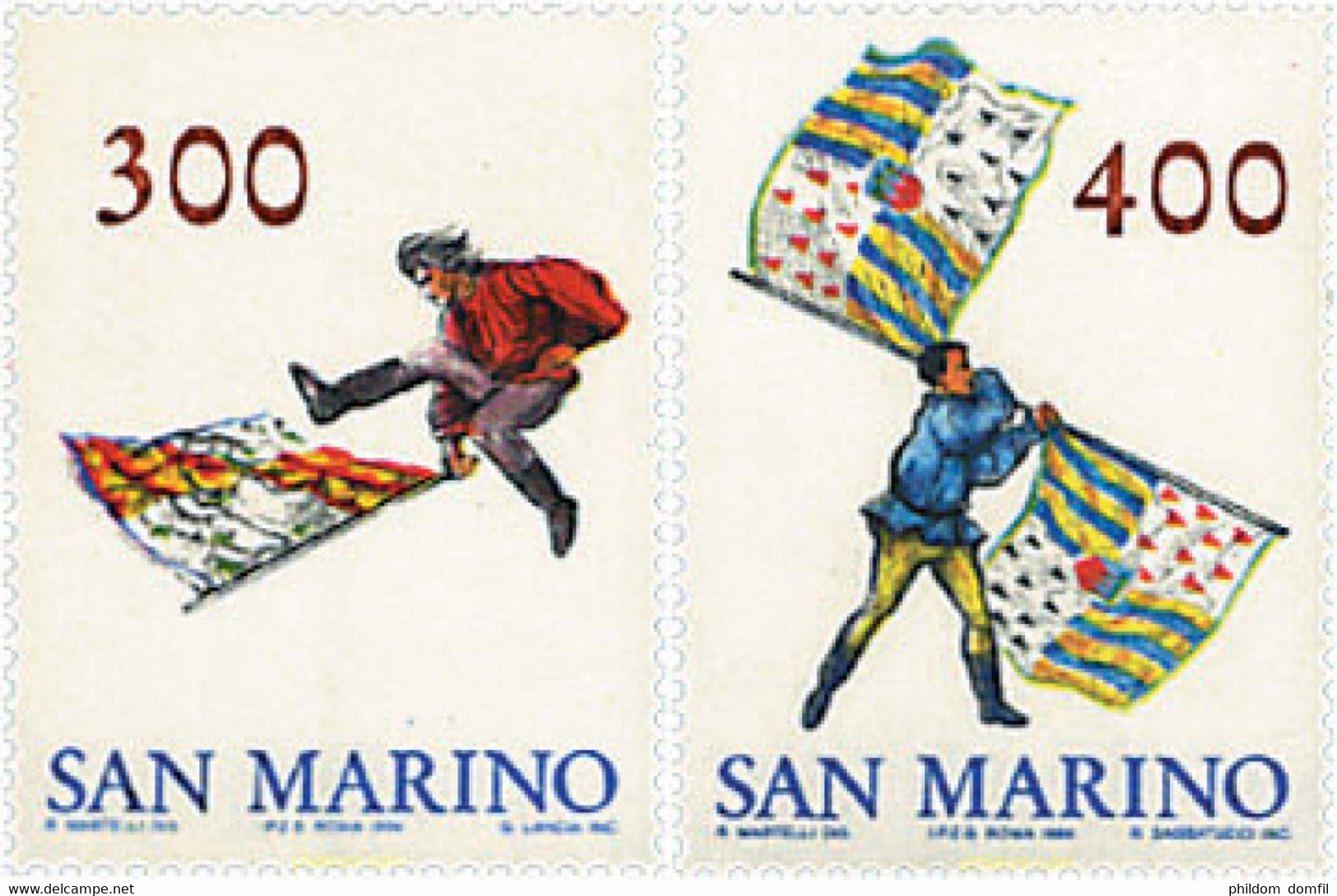 70335 MNH SAN MARINO 1984 CONSTITUCION DEL GRUPO DE JUGADORES DE BANDERAS DE SAN MARINO - Oblitérés