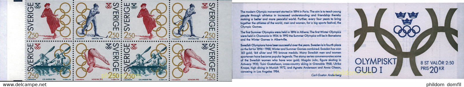 2513 MNH SUECIA 1991 MEDALLISTAS SUECOS EN LOS JUEGOS OLIMPICOS - Zomer 1920: Antwerpen