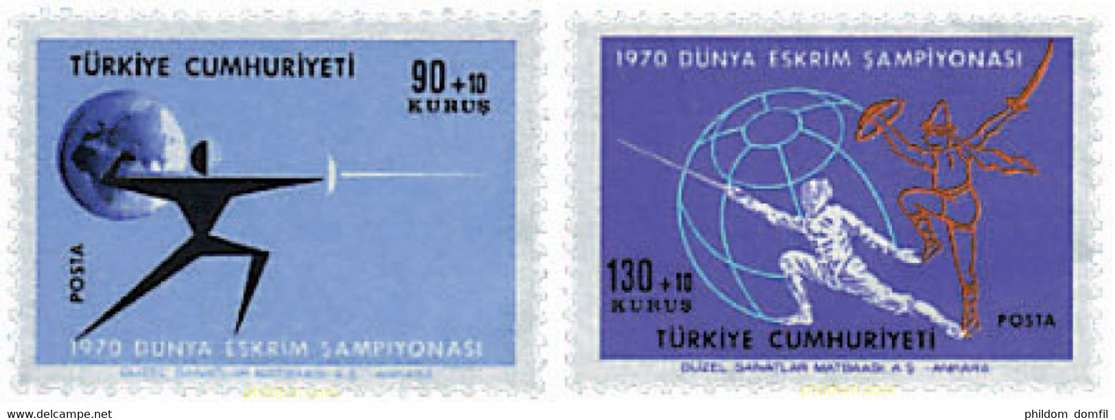 229455 MNH TURQUIA 1970 CAMPEONATOS DEL MUNDO DE ESGRIMA - Collections, Lots & Series
