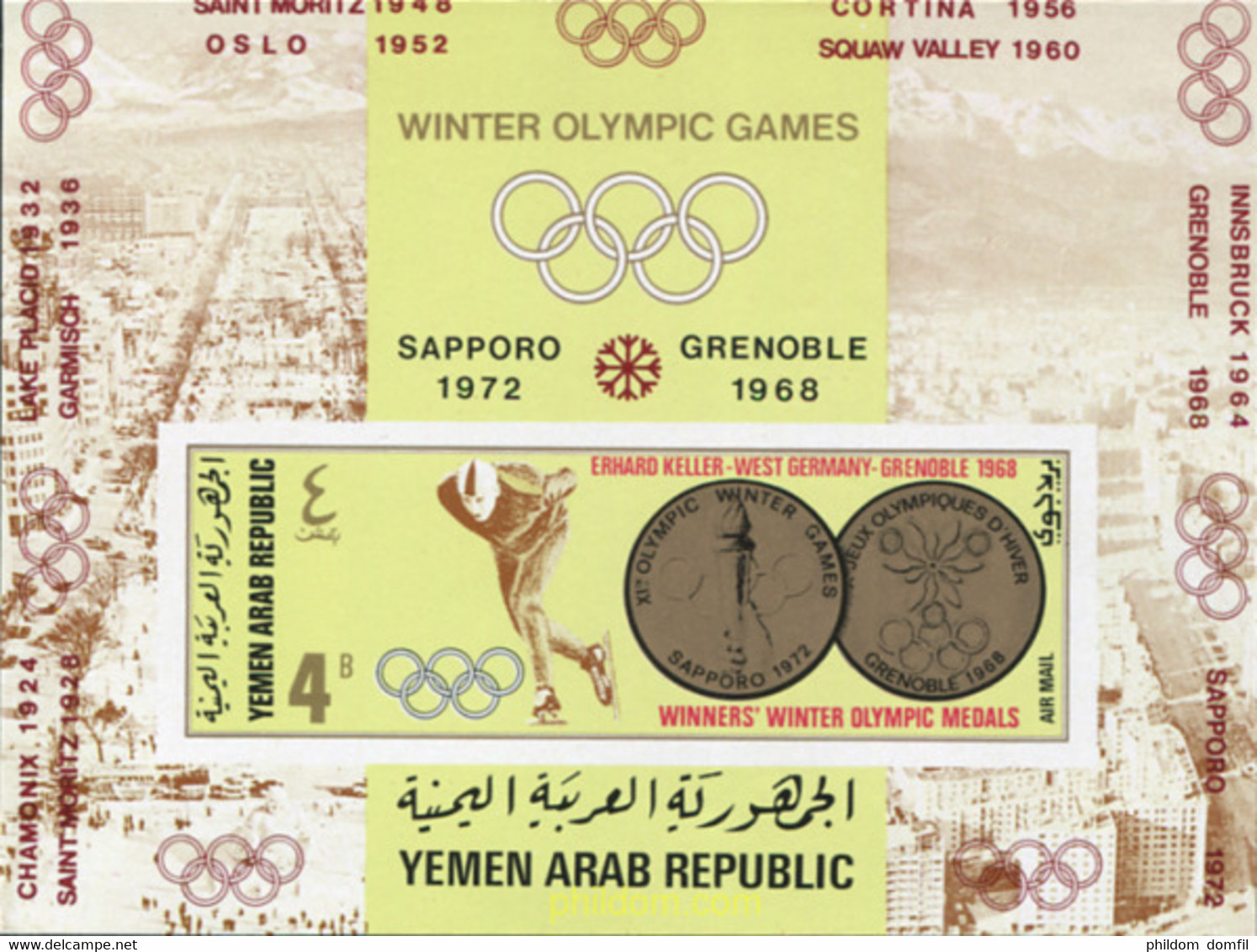 16013 MNH YEMEN. República árabe 1968 MEDALLAS DE ORO DE LOS JUEGOS OLIMPICOS DE INVIERNO - Winter 1924: Chamonix