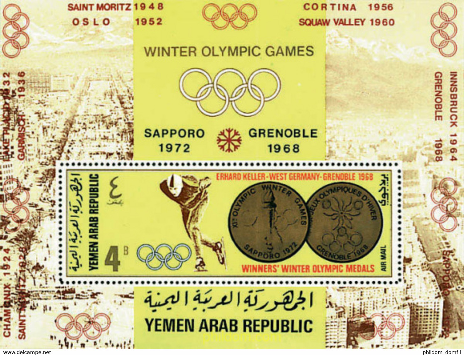 72464 MNH YEMEN. República árabe 1968 MEDALLAS DE ORO DE LOS JUEGOS OLIMPICOS DE INVIERNO - Hiver 1952: Oslo