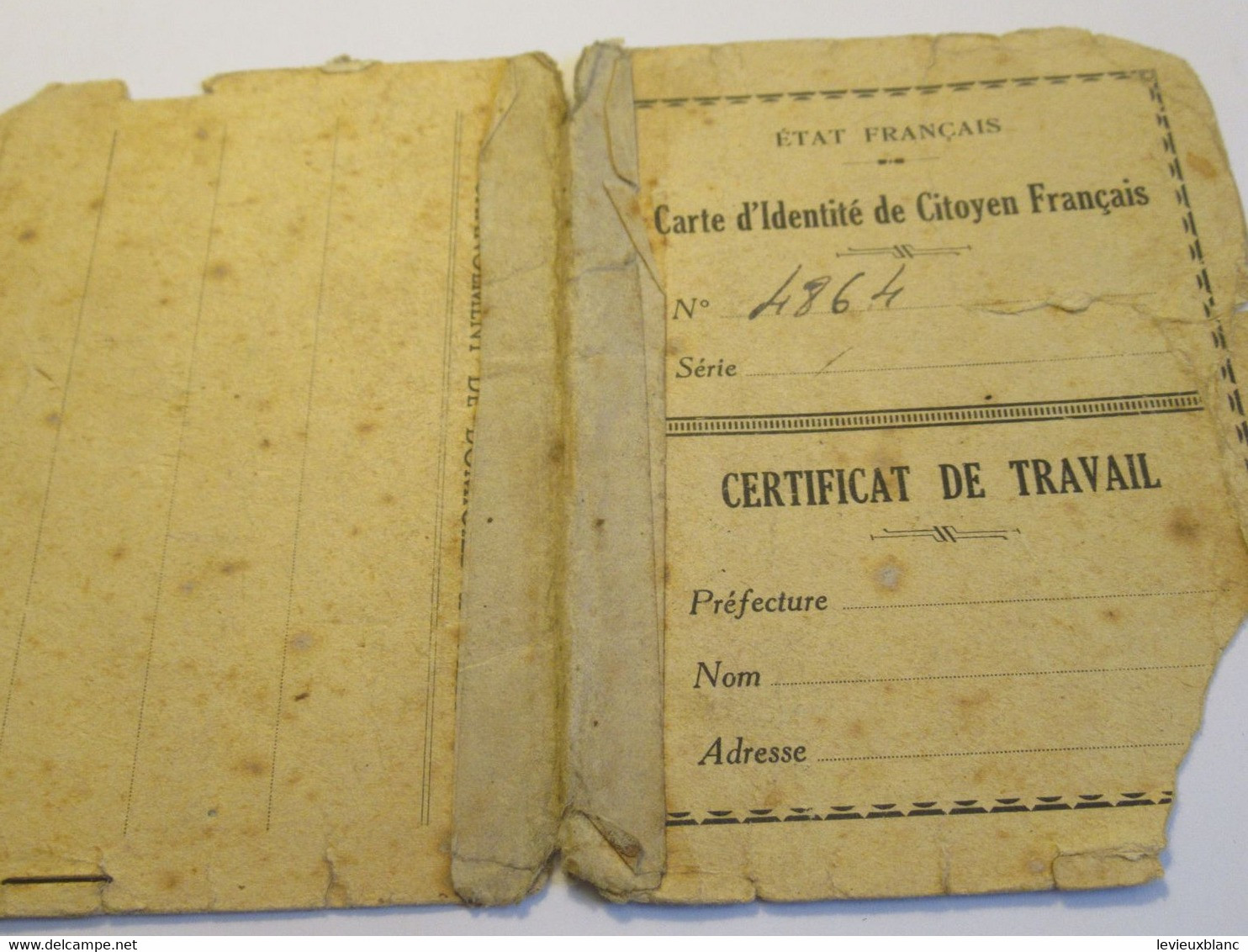 Carte D'identité De CITOYEN FRANCAIS /Certificat De Travail /Etat Français/M.ROUVERY/Saint Yrieix La Perche/1957  AEC246 - Collezioni