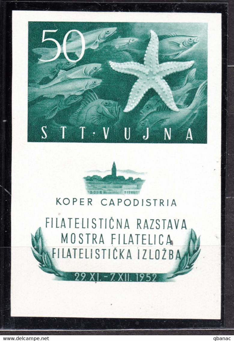 Italy Yugoslavia Trieste Zone B 1952 Seastar And Fish Sassone#3 Mi#Block 2 Mint Never Hinged - Neufs