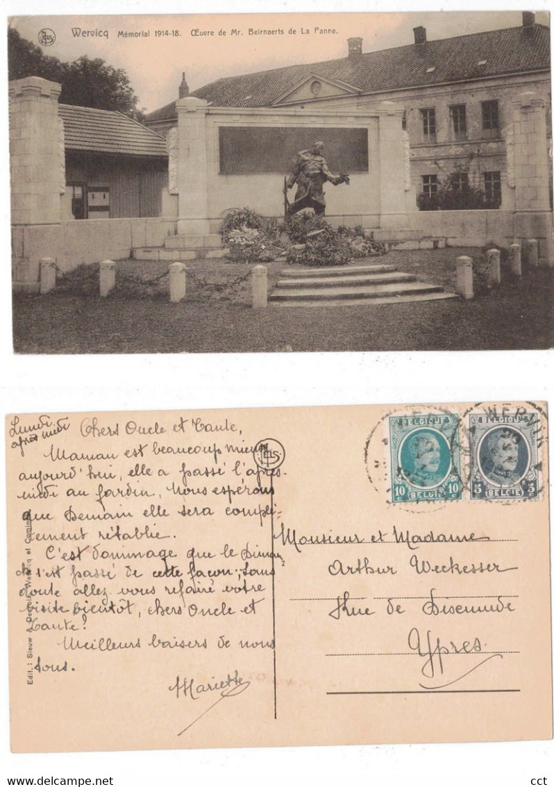 Wervicq  Wervik   Mémorial 1914-18   Oeuvre De Mr Beirnaerts De La Panne - Wervik