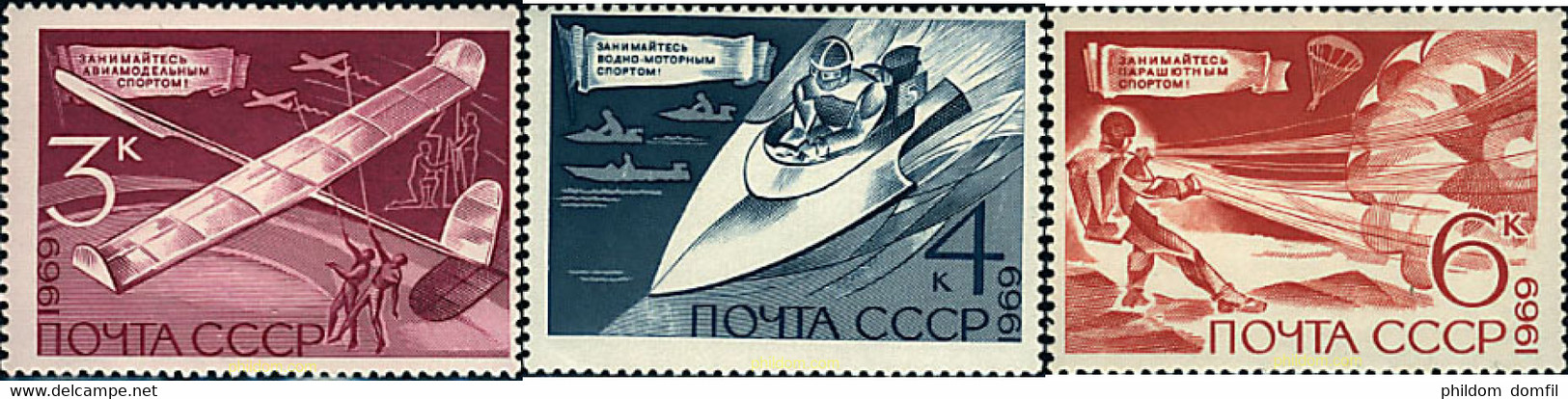63202 MNH UNION SOVIETICA 1969 DEPORTES TECNICOS - Fallschirmspringen