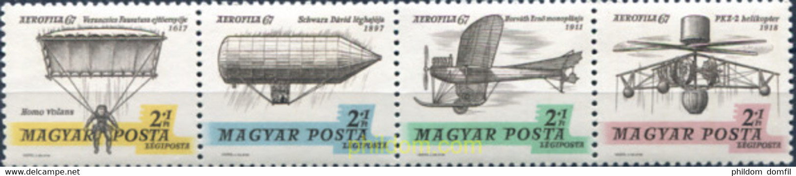 190572 MNH HUNGRIA 1967 PIONEROS DE LA AVIACION - Parachutting