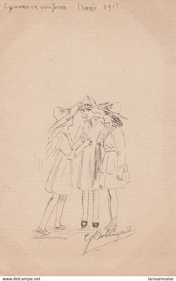 Trois Jeunes Filles (illustration à La Main De G.Bourgeois) - Bourgeois