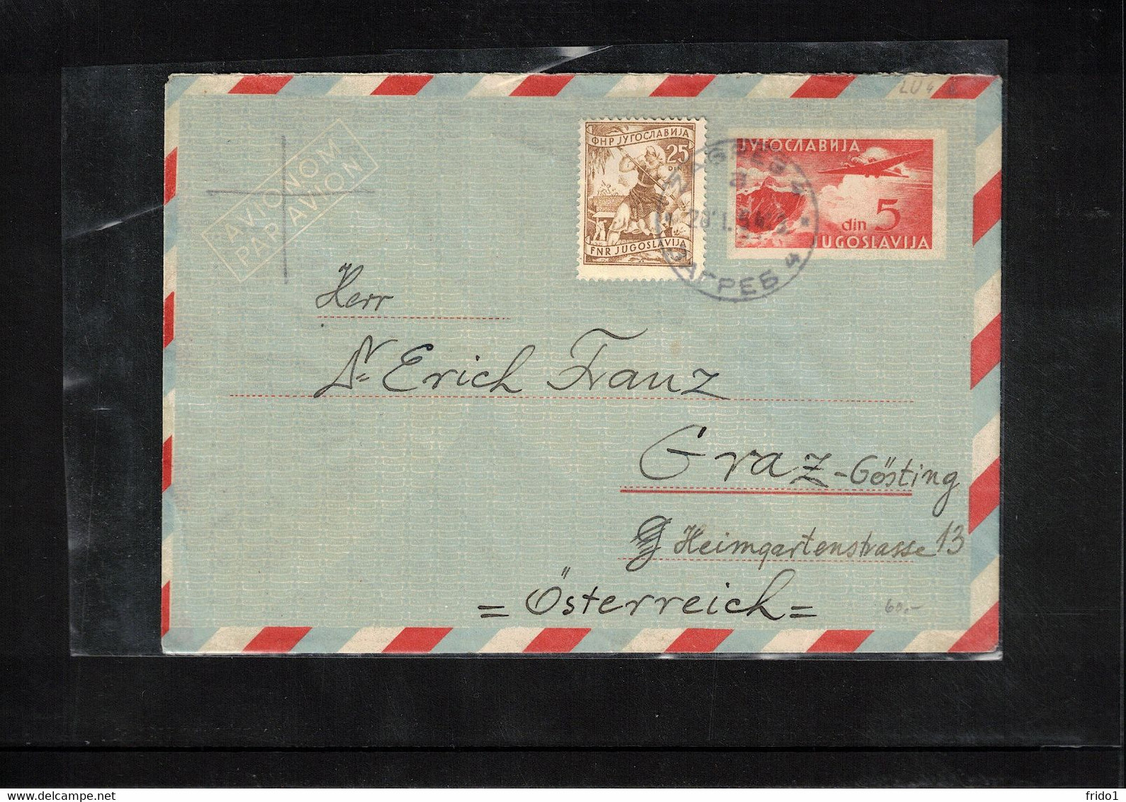 Jugoslawien / Yugoslavia 1954 Postal Stationery Airmail Letter To Austria - Posta Aerea