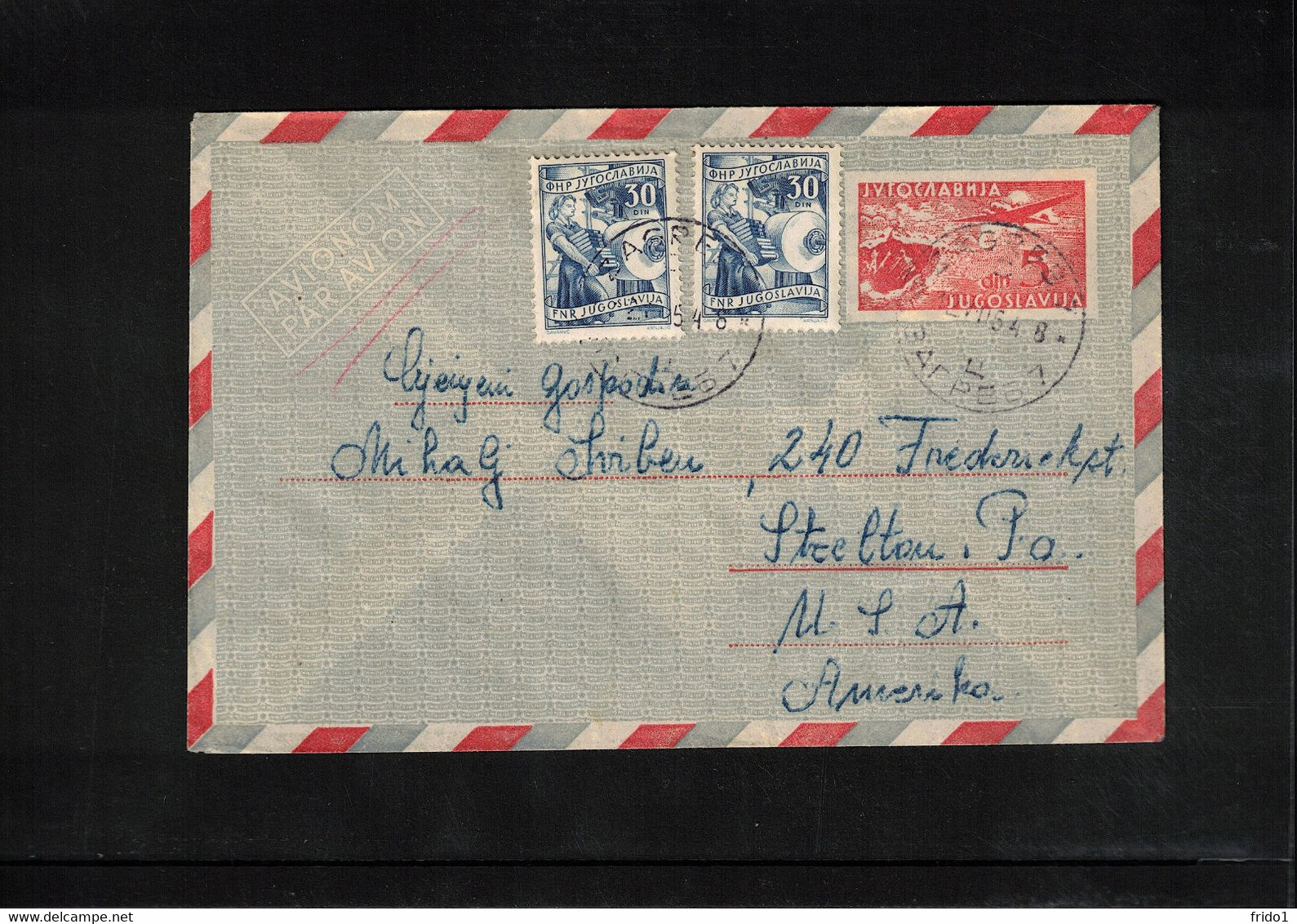 Jugoslawien / Yugoslavia 1954 Postal Stationery Airmail Letter To USA - Luftpost