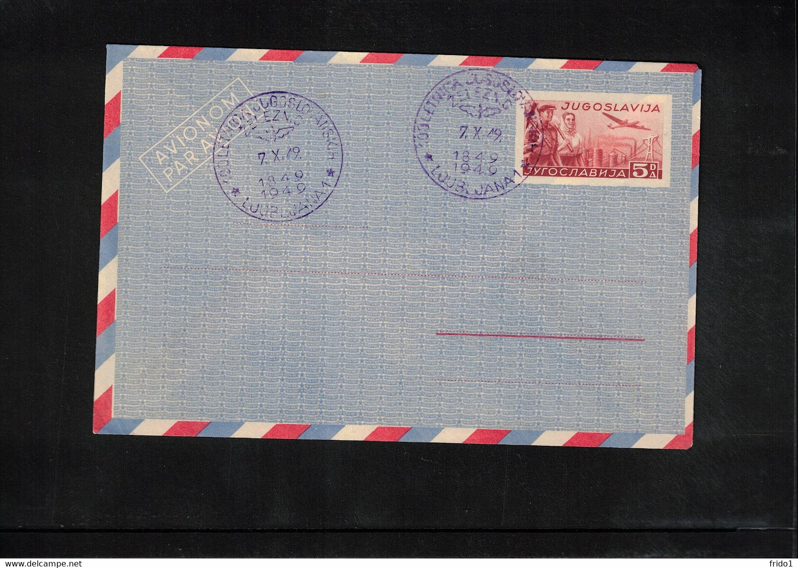 Jugoslawien / Yugoslavia 1949 Postal Stationery Airmail Letter With Postmark 100th Anniversary Of Railways - Aéreo