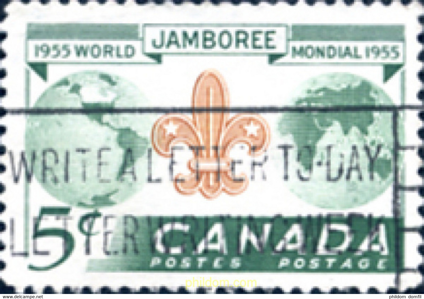 273563 USED CANADA 1955 8 JAMBOREE MUNDIAL EN NIAGARA - 1952-1960