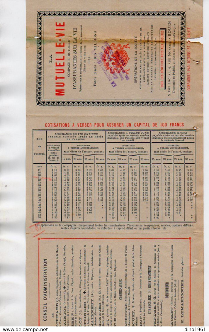 VP20.877 - 1897 - Lettre & Pub ¨ LA MUTUELLE - VIE ¨ Directeur Mr A. JOU à TOURS Pour Mr TESSIER à LA ROCHE SUR YON - Banque & Assurance