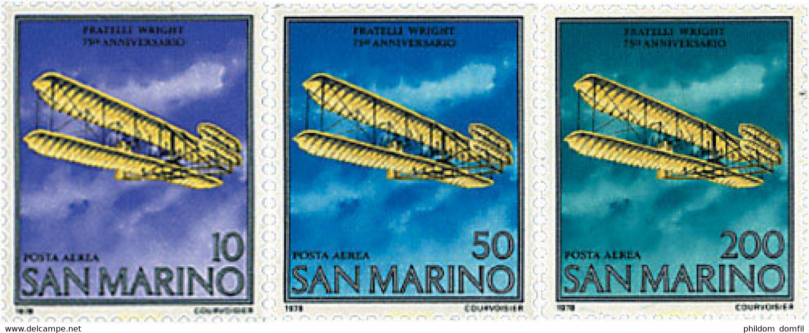 70322 MNH SAN MARINO 1978 7 ANIVERSARIO DEL PRIMER VUELO A MOTOR REALIZADO POR LOS HERMANOS WRIGHT - Used Stamps