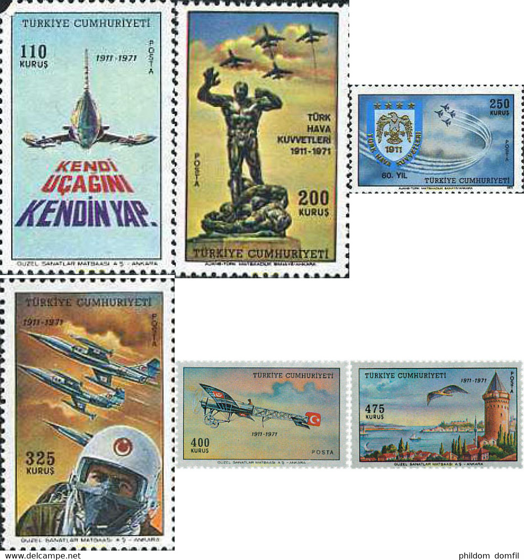 26864 MNH TURQUIA 1971 AVIONES DIVERSOS - Collections, Lots & Séries